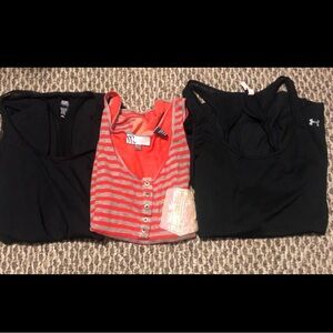 3 tank tops. Size L. VS, Miss Me & UA. Athletic wear.